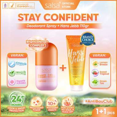 [BUY 1 GET 2] SALSA Stay Confident - Deodorant Spray & Hans Jebb 110gr | Wangi Seharian Cotton+Lemon