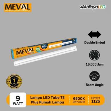 MEVAL Lampu LED Tube T8 plus rumah lampu Double Ended - Maxbrite Series 9 Watt