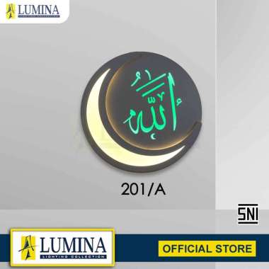 Lampu Dinding Kaligrafi Bulan Sabit Lafadz Allah & Muhammad LED 39W Type 201/A – 202/A Putih – Lumin