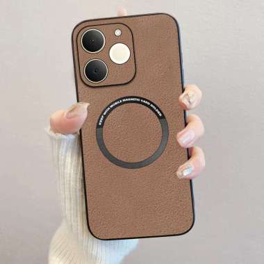 Case Compatible Realme Note 70 Softcase Magnetic Luxury Leather Magsafe Realme Note 70 Coklat