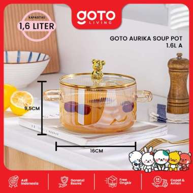 Goto Aurika Panci Sup Rebus Kaca Tahan Panas Anti Lengket 1.6L 1.6L A