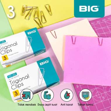BIG Klip Kertas Penjepit Kertas Paper Clip 01 Trigonal Clip 60 pcs untuk kebutuhan kantor PC-01