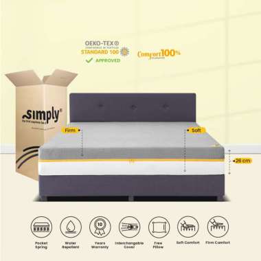 Simply Spring Bed (Kasur + Divan + Headboard)│Double Side 160 x 200 Brown