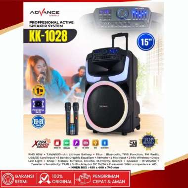 Advance KK1028 Speaker 15 Inch Super Bass 65W RMS with 2 Microphone