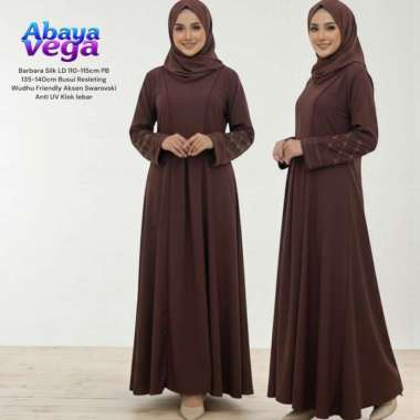 Vega Abaya Turkey Gamis Wanita Mewah Elegan Barbara Silk Swarovski Dress Kondangan Simple LD 110 cm 