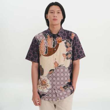 M231 Kemeja Pria Batik Pendek Ungu 1215 Dewasa-M