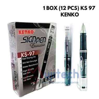 12PCS (1 PACK) KENKO SIGNPEN KS-97 PENA TANDA TANGAN SIGNATURE SAKU KEMEJA 0.5MM MERAH
