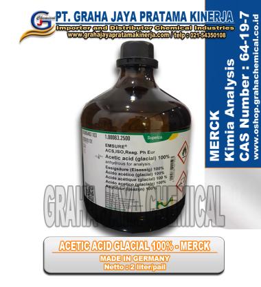 Acetic Acid Glacial 100% - MERCK - Kimia Analysis 2 Liter PUTIH + SILVER
