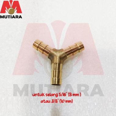 Sambungan Selang Nepel Cabang T cabang 3 selang 8 mm / 10 mm