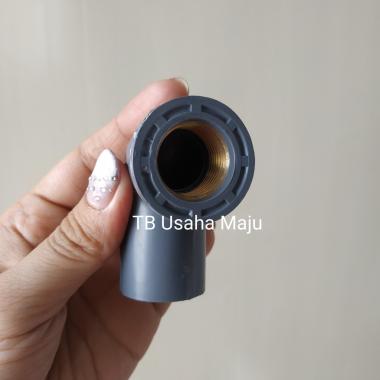 Fitting Pipa PVC Faucet Elbow with Metal Insert / Elbow Drat Dalam Kuningan AW 1/2" Rush York