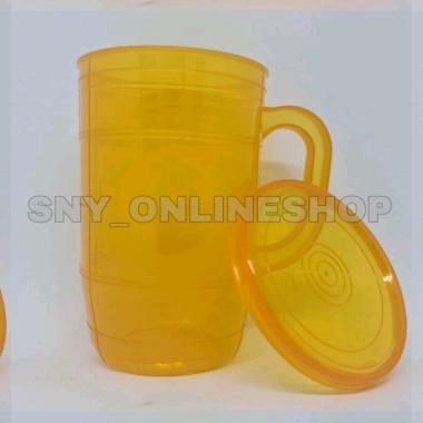 Gelas Gagang Tutup Plastik / Gelas Tutup / Gelas Gagang Sunrise - 1801 Orange
