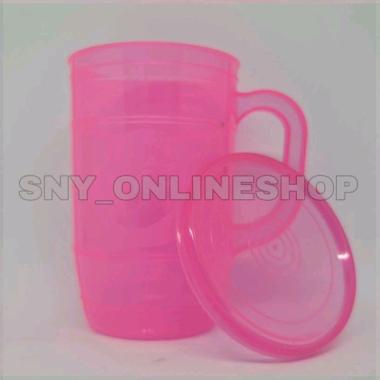 Gelas Gagang Tutup Plastik / Gelas Tutup / Gelas Gagang Sunrise - 1801 Pink