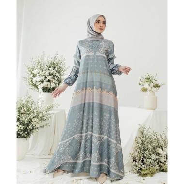 Amoreby Klambi Dress Wanita DiorSilk Gamis Terbaru Lengan Karet Panjang Maxidress Kerah Dasi Kekinia