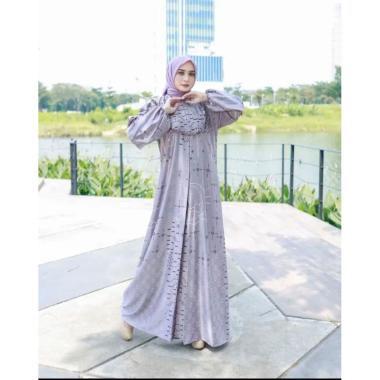 Amoreby Klambi Dress Wanita DiorSilk Gamis Terbaru Lengan Karet Panjang Maxidress Kerah Dasi Kekinia