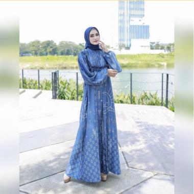 Amoreby Klambi Dress Wanita DiorSilk Gamis Terbaru Lengan Karet Panjang Maxidress Kerah Dasi Kekinia