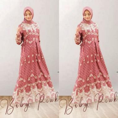 Amoreby Klambi Dress Wanita DiorSilk Gamis Terbaru Lengan Karet Panjang Maxidress Kerah Dasi Kekinia