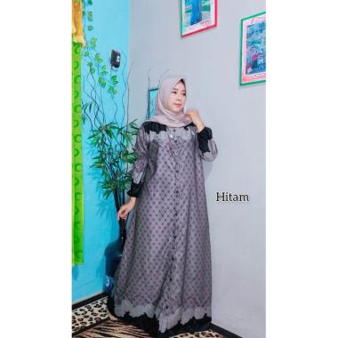 Amoreby Klambi Dress Wanita DiorSilk Gamis Terbaru Lengan Karet Panjang Maxidress Kerah Dasi Kekinia