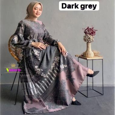 Amoreby Klambi Dress Wanita DiorSilk Gamis Terbaru Lengan Karet Panjang Maxidress Kerah Dasi Kekinia