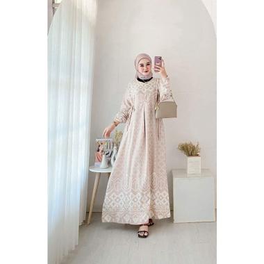 Amoreby Klambi Dress Wanita DiorSilk Gamis Terbaru Lengan Karet Panjang Maxidress Kerah Dasi Kekinia
