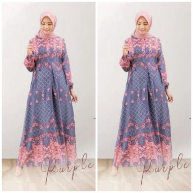Amoreby Klambi Dress Wanita DiorSilk Gamis Terbaru Lengan Karet Panjang Maxidress Kerah Dasi Kekinia
