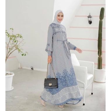 Amoreby Klambi Dress Wanita DiorSilk Gamis Terbaru Lengan Karet Panjang Maxidress Kerah Dasi Kekinia
