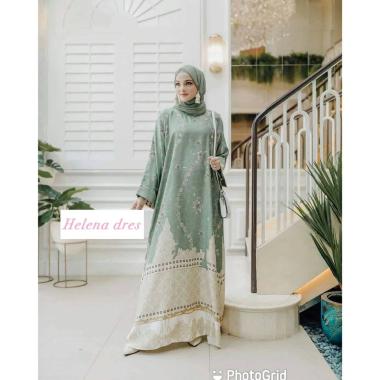Amoreby Klambi Dress Wanita DiorSilk Gamis Terbaru Lengan Karet Panjang Maxidress Kerah Dasi Kekinia