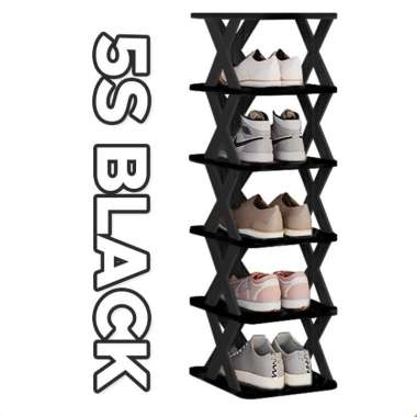 Goto Xilon Shoe Rack Rak Sepatu Sandal Susun Tingkat Plastik Aesthetic 5S BLACK