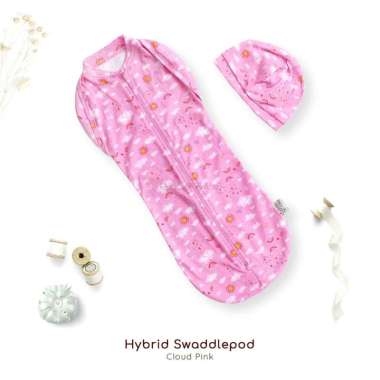 Bedong Instan Hybrid Swaddle pod Cuddle Me Cloud Pink