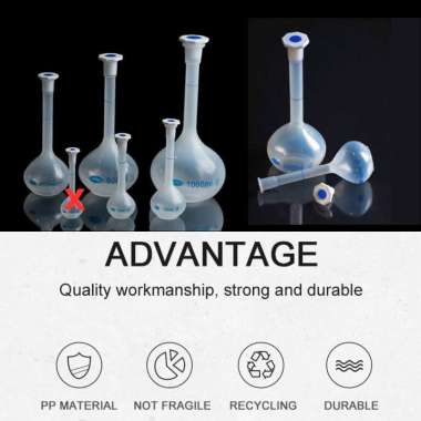 Gelas Ukur Laboratorium Bentuk Labu + tutup Volumetrik / Labu Ukur / Labu Takar / Volumetric Flask 1