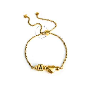 Zafa Gelang Serut Wanita Titanium Liontin Huruf Love Anti Karat - Agnes G Gold