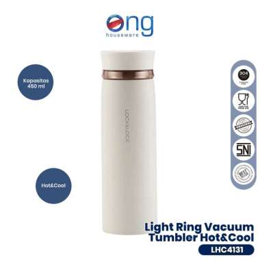 Termos Air Minum Tumbler Feather Light Ring Vacuum Hot & Cool Ivory Pastel Pink Lock n Lock 450ml LH