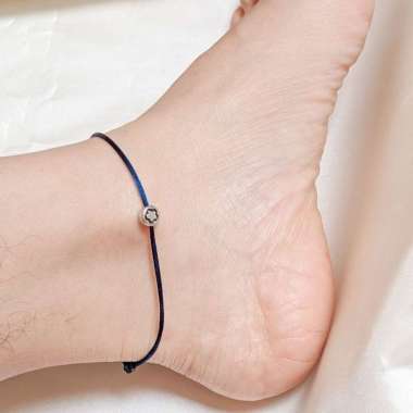 Nyamannya - Gelang Tangan dan Kaki Tali Satin Manik Banyak Warna Dora Series Kaki Bunga Hitam