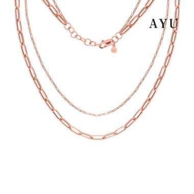 AYU Kalung Emas-Double Layer Paper Clip And Mini Paper Clip Chain 17k 40-42cm