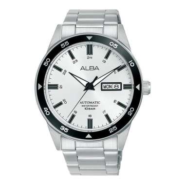 Jam Tangan Pria Alba Mechanical AL4599X1 Automatic Men Silver White Dial Stainless Steel Strap [Mach