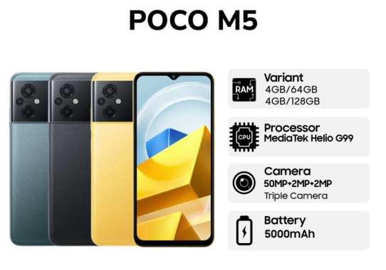 REDMI POCO M5 RAM 4/64 GB GARANSI RESMI 1 TAHUN BISA KREDIVO / PAYLATER KUNING