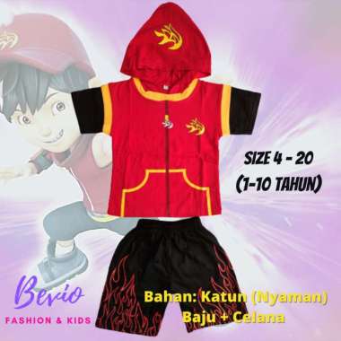 KOSTUM BOBOIBOY API BAJU ANAK LAKI COWOK SETELAN PENDEK KARAKTER - 6