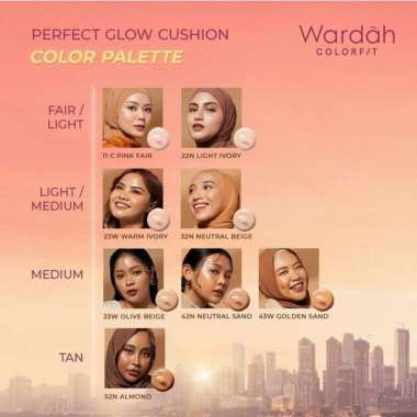 Wardah Colorfit Perfect Glow Cushion 15gr - Bedak Cair Liquid Glowing Finish 32N