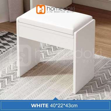 Homedoki Bangku Rias / Bangku Putih / Makeup Stool / Bangku Samping Tempat Tidur / Kursi Piano