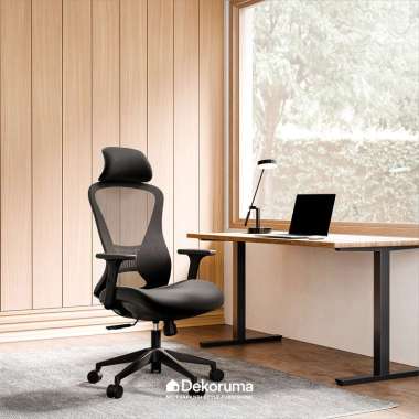 Dekoruma JUNO Kursi Kantor Manager Ergonomis / Kursi Kerja Bahan Mesh / Kursi Gaming - Hitam