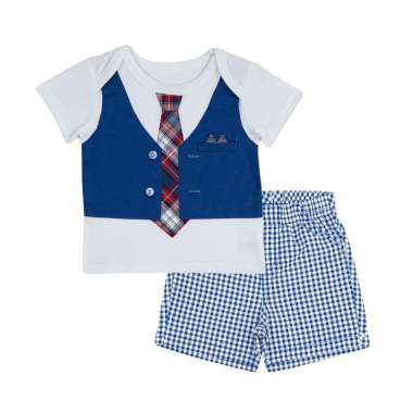 TORIO Short Pant Set Tuxedo Blue - Setelan Anak Laki-laki 9-12 bulan
