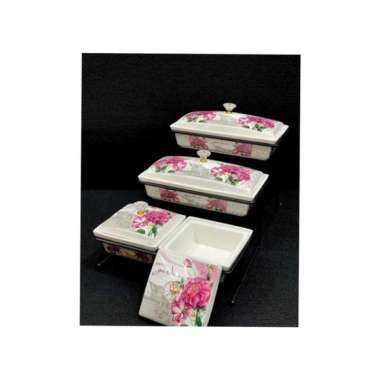 PRASMANAN 3 TINGKAT KERAMIK MOTIF BUNGA FIORENZA AK833