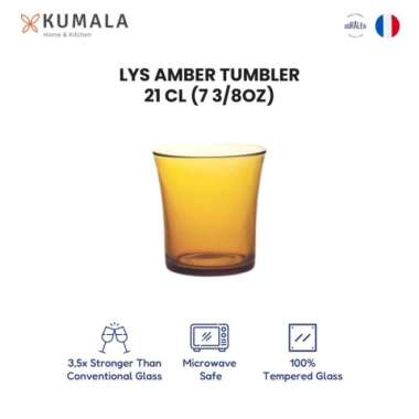 DURALEX LYS TUMBLER - Gelas Kopi Teh Kaca - Coffee Tea Glass Cup Mug Amber 21CL - 6pcs