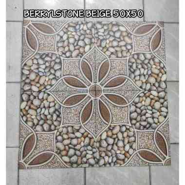 Keramik Mulia 50x50 Berryl Stone Beige - Kasar