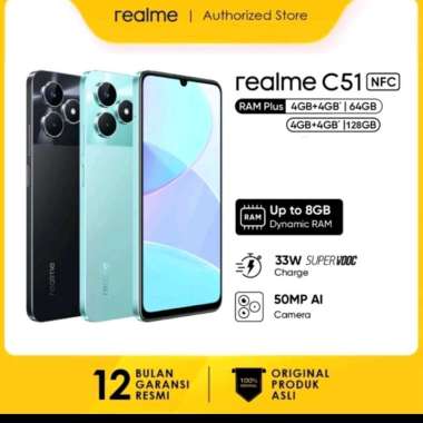 REALME C51 4/64 | 4/128 Garansi Resmi Realme 4/128 Hitam
