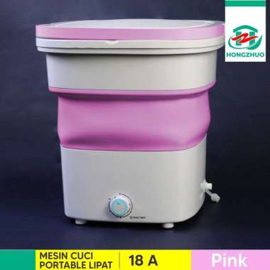 Hongzhuo Folding Mesin Cuci Port Dengan Pengering PINK