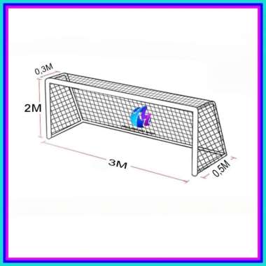 jaring gawang futsal 2mx3m x0.5m 3mili
