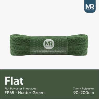 MR Shoelaces FP65 Hunter Green Hijau Sepatu Pipih Flat 7mm 90cm-200cm 180cm + Mika Plastik