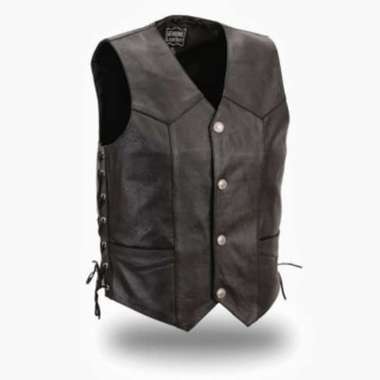 VERISH Rompi Kulit Sintetis,Rompi kulit pria ,rompi kulit motor, jaket rompi XL