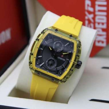 JAM TANGAN EXPEDITION E 6814 E6814 WANITA BLACK YELLOW RUBBER ORIGINAL