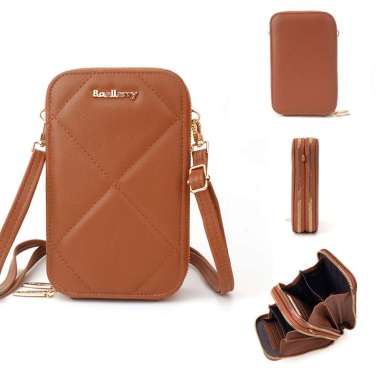 BAELLERRY N0111 Tas Selempang Wanita Tas Handphone Sling Bag Brown